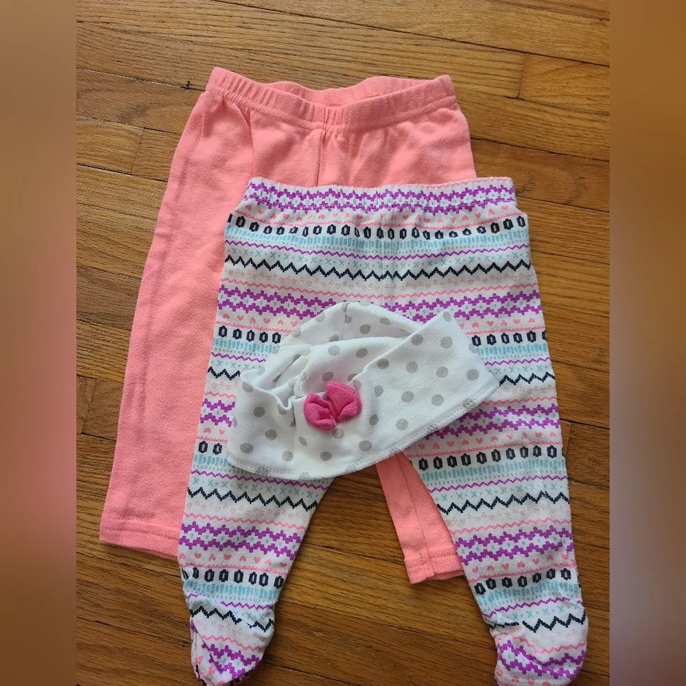 bundle baby girl 9m pants and hat